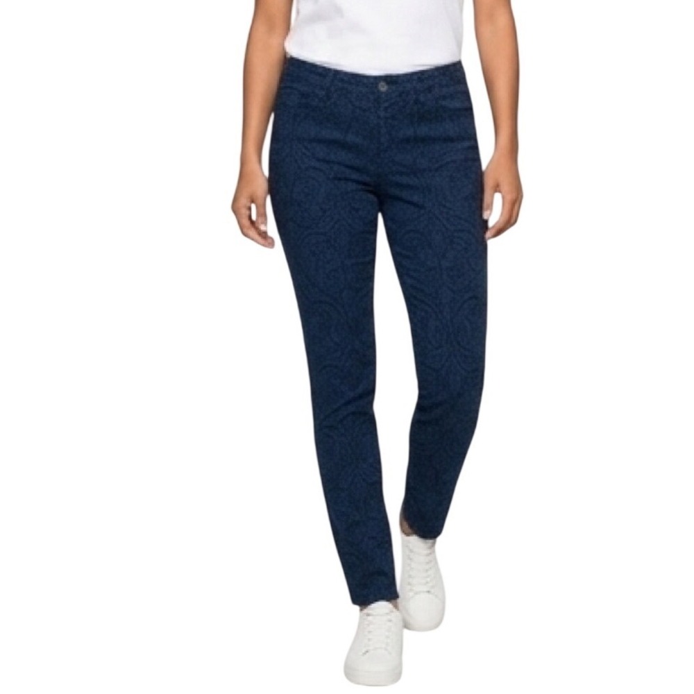 Lauren Ralph Lauren Navy Paisley Jacquard Skinny Jeans Womens‎ 6 Stretch LRL